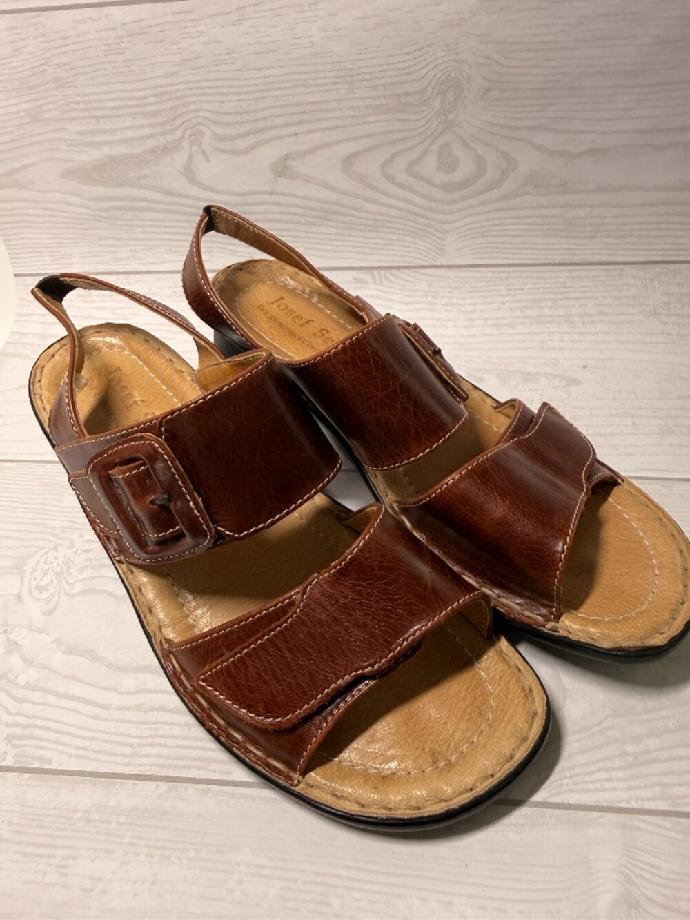 Josef Seibel Brown Leather Comfort Sandals EU 38